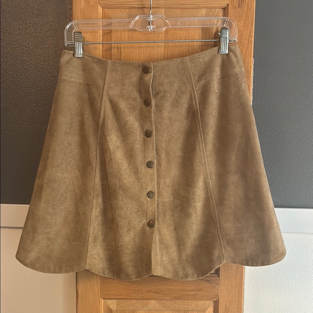 Elegant Tan Button-Up Skirt